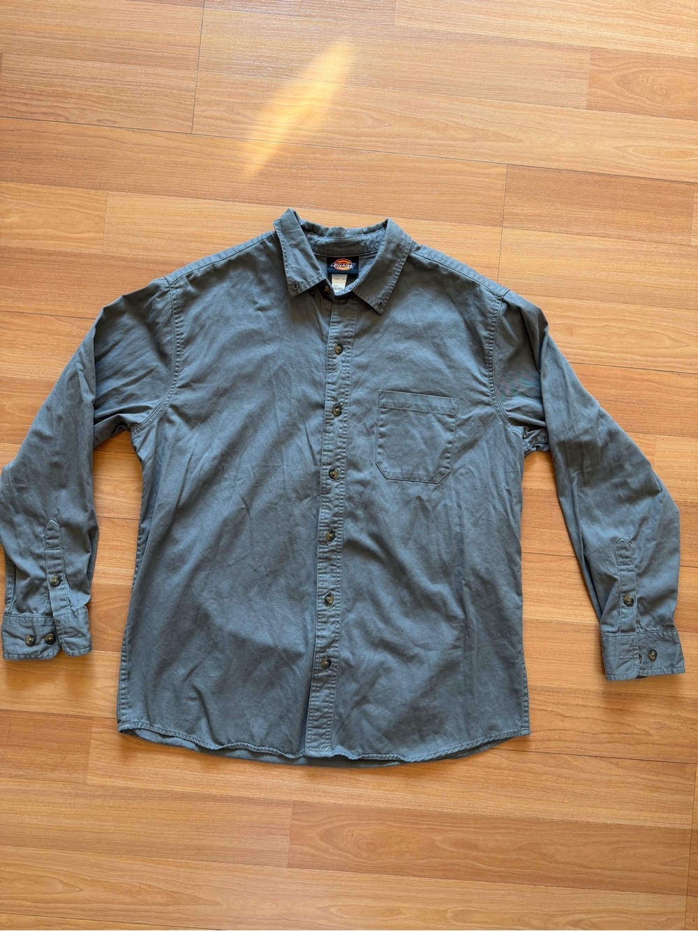 Dickies Men’s Gray Long Sleeve Work Shirt Button Up Utility Shirt